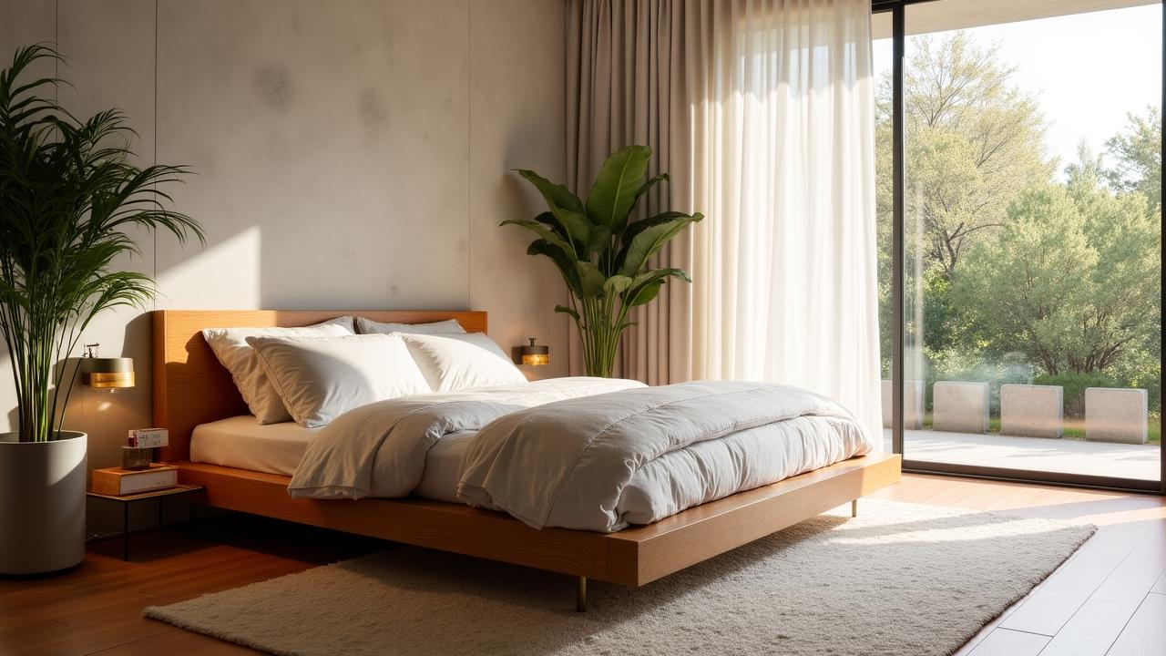 Dormitorio artesanal de madera maciza diseñado para una pareja joven en Madrid